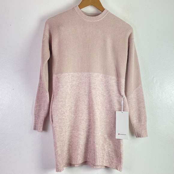 NWT Lululemon Cashmere Wool Restful Intention Sweater Dress Pink XS LW3CN0S - Picture 2 of 13